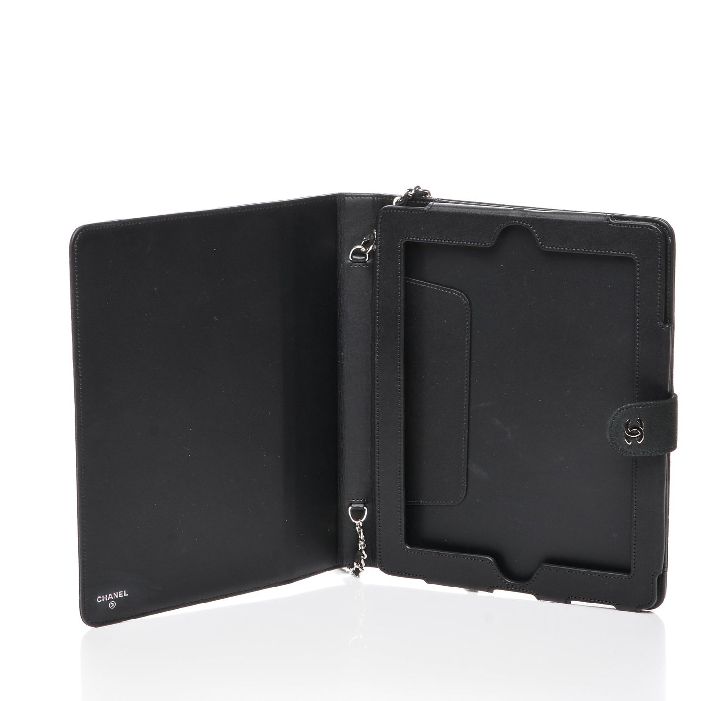 Iridescent Caviar Quilted Crossbody iPad Holder Black