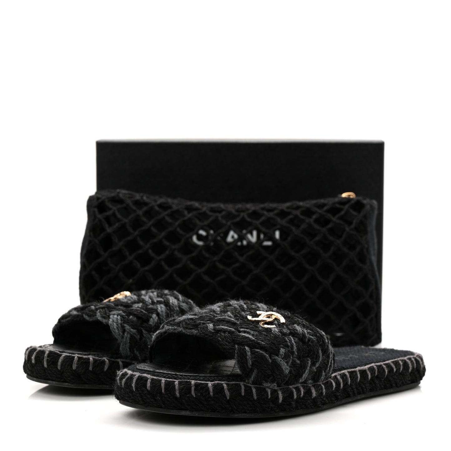 Cord Braided CC Mules 41 Black