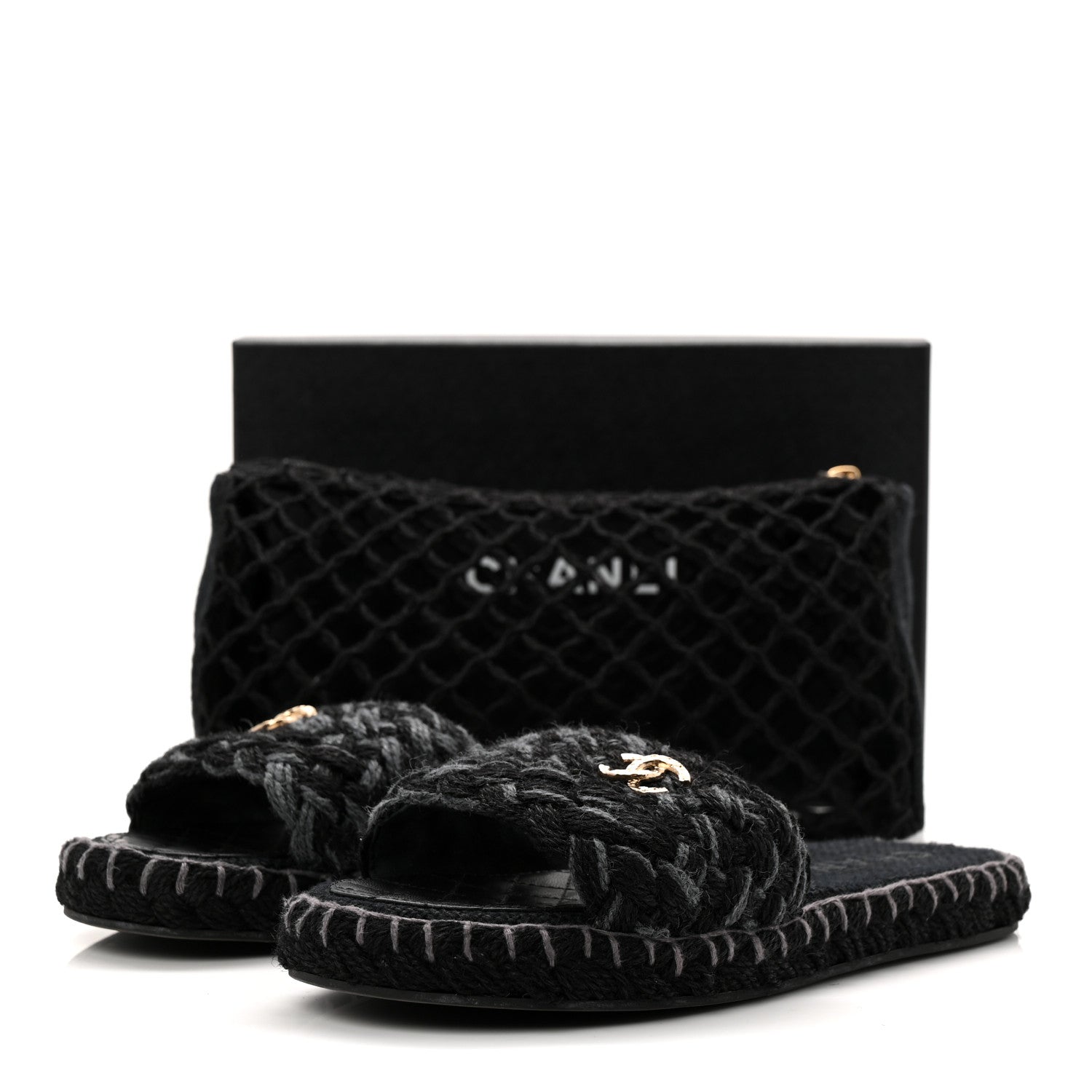 Chanel Cord Braided CC Mules 41 Black 11 of 11