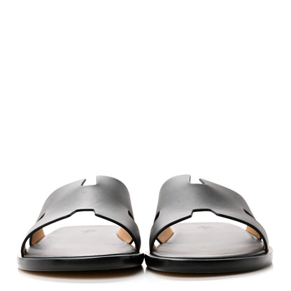 Hermes Calfskin Mens Izmir Sandals 42.5 Black 2 of 10