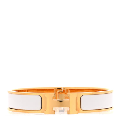 Hermes Enamel Narrow Clic Clac H Bracelet GM White 1 of 5
