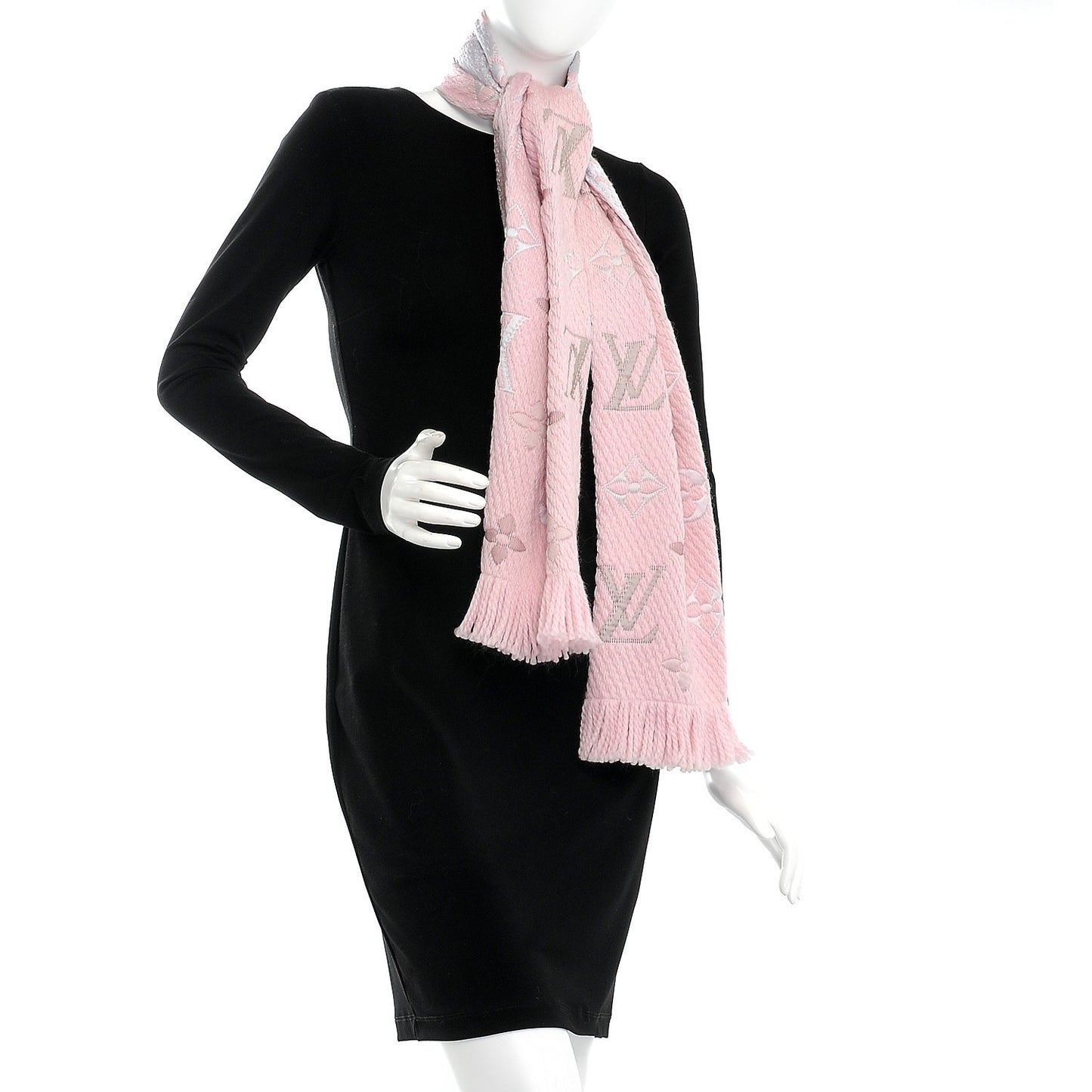 Wool Silk Logomania Rainbow Scarf Crystal Pink
