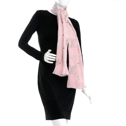 Louis Vuitton Wool Silk Logomania Rainbow Scarf Crystal Pink 2 of 4
