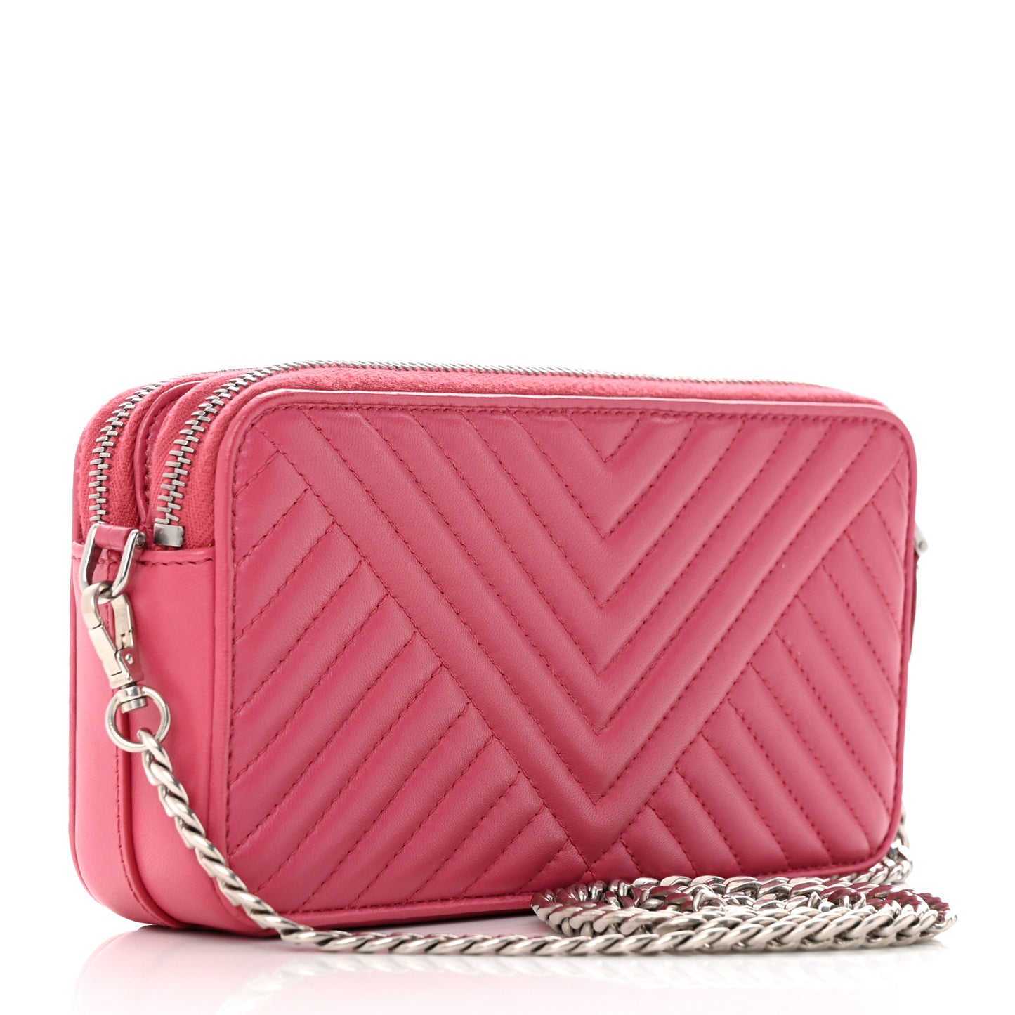 Nappa Impunture Diagramme Mini Double Zip Chain Crossbody Bag Peonia