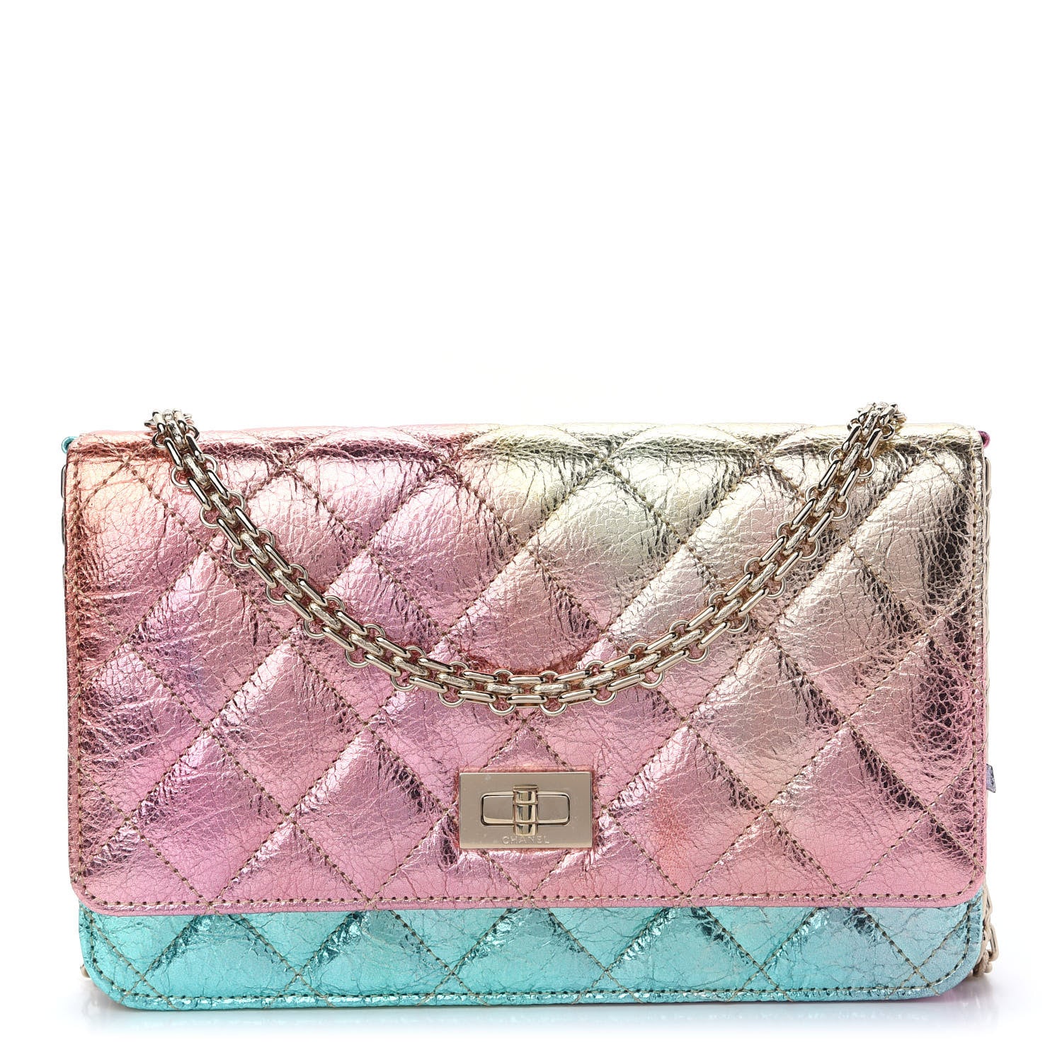 Chanel Metallic Goatskin Quilted 2.55 Reissue Wallet on Chain WOC Multicolor 1 of 10