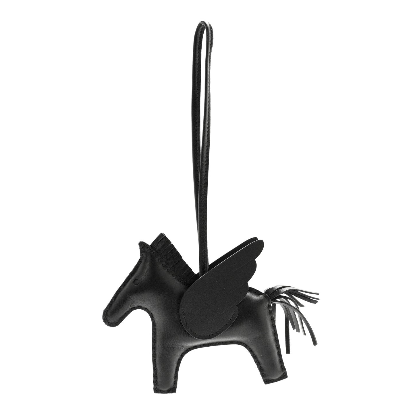 Milo Lambskin Grigri Rodeo Pegase Horse Bag Charm MM So Black