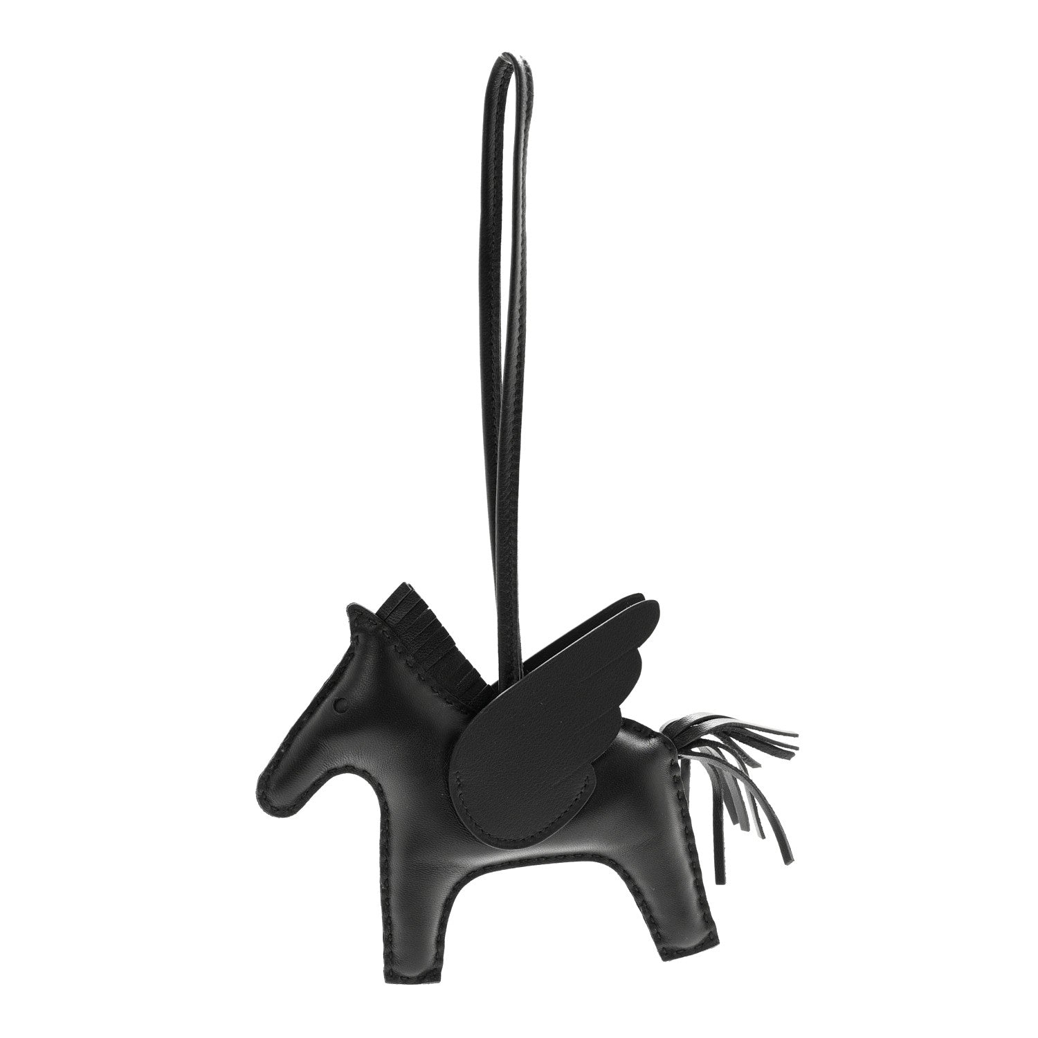 Hermes Milo Lambskin Grigri Rodeo Pegase Horse Bag Charm MM So Black 1 of 4