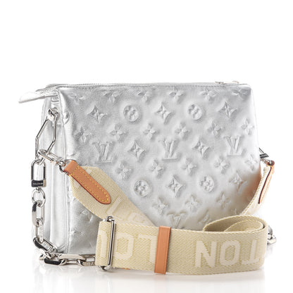 Louis Vuitton Metallic Lambskin Embossed Monogram Coussin PM Silver 3 of 8