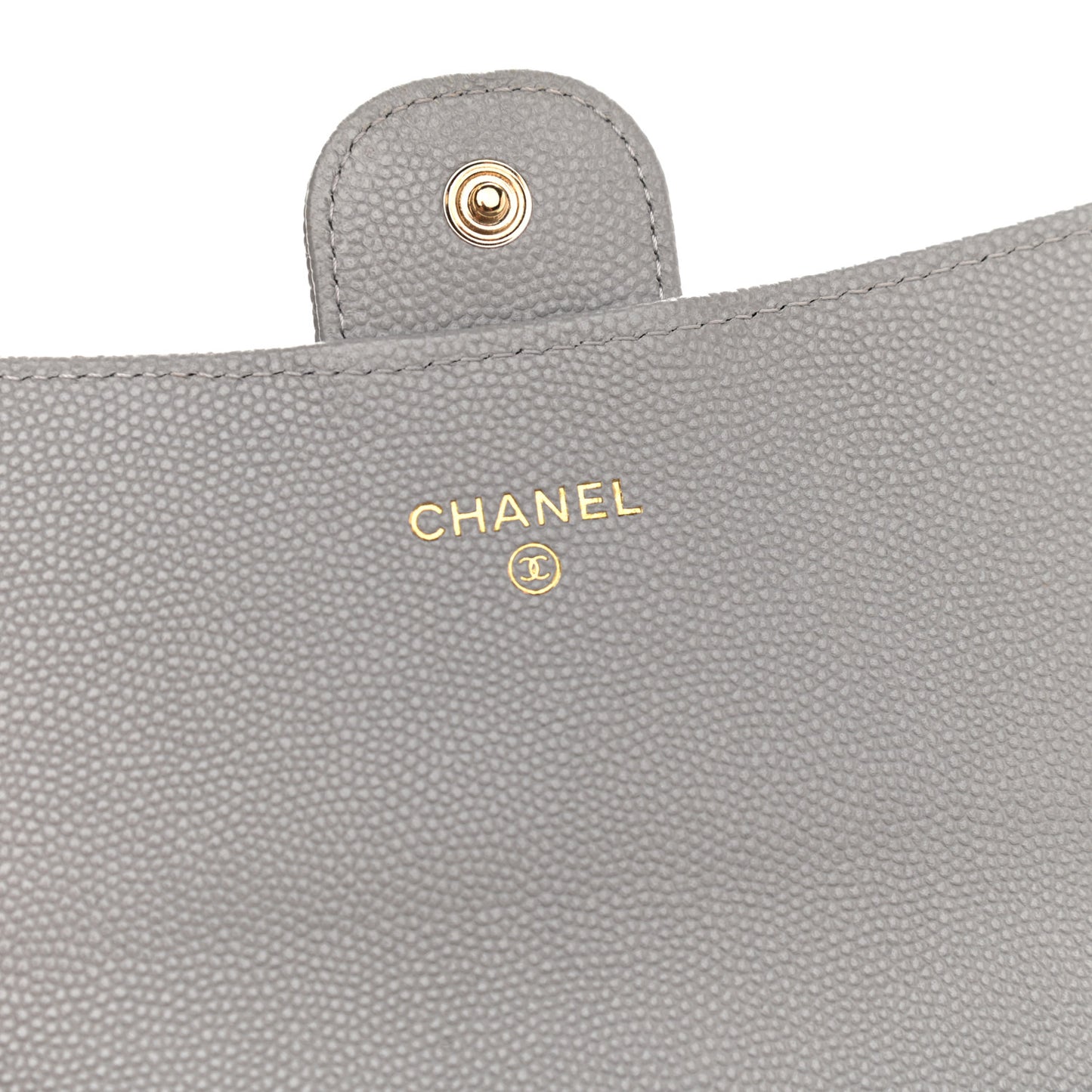 Caviar Quilted Phone Holder Wallet on Removable Chain Grey