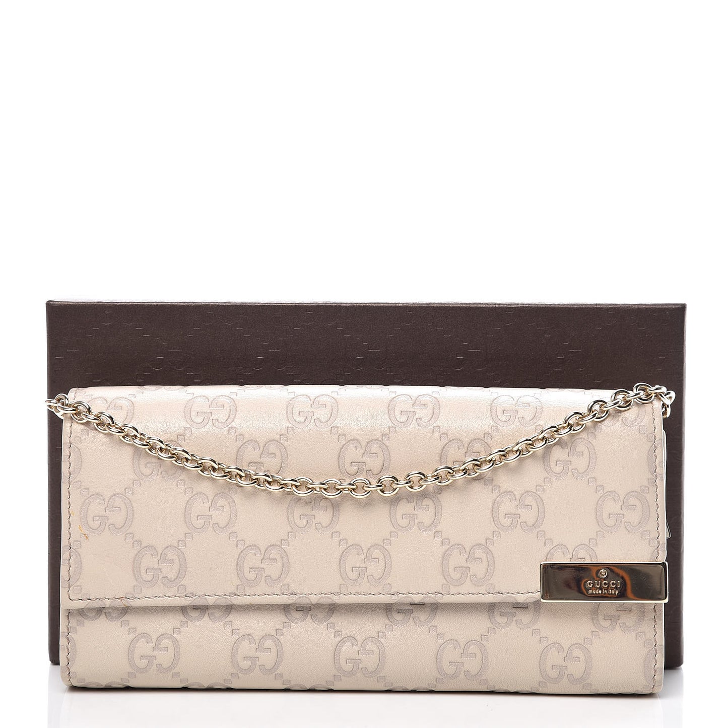 Guccissima Signature Dice Chain Wallet Off White