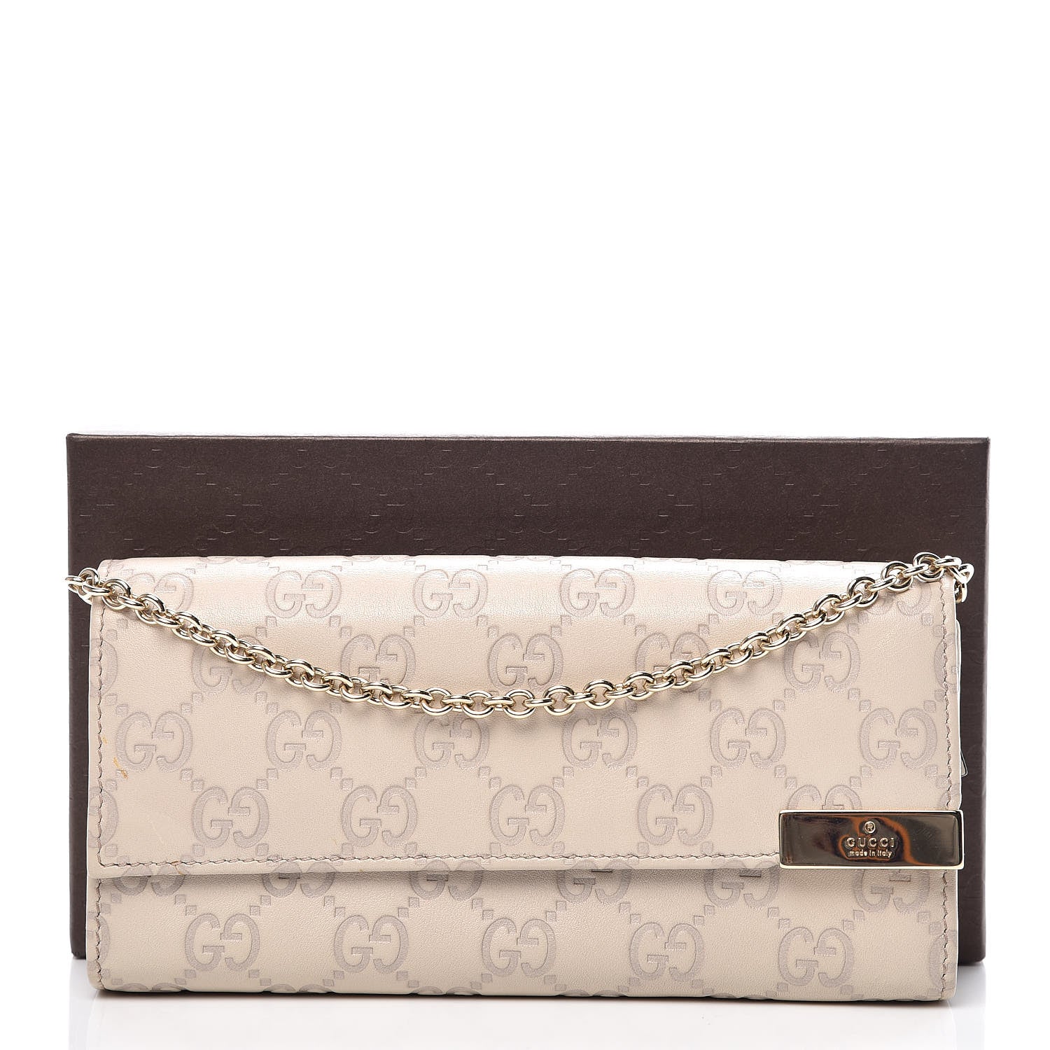 Gucci Guccissima Signature Dice Chain Wallet Off White 7 of 7