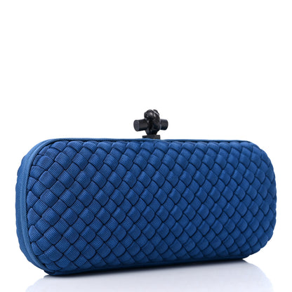 Bottega Veneta Silk Faille Intrecciato Knot Clutch Blue 3 of 8