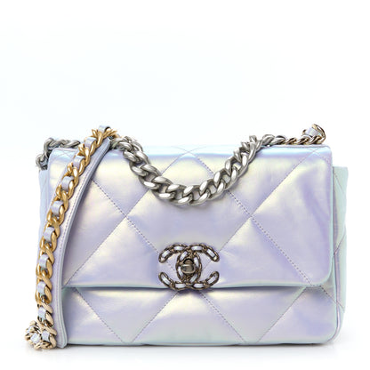 Chanel Iridescent Calfskin Quilted Medium Chanel 19 Flap Light Purple Blue 1 of 11