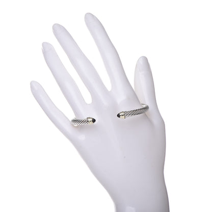 David Yurman Sterling Silver 14K Yellow Gold Black Onyx 5mm Cable Classics Petite Color Bracelet 2 of 5