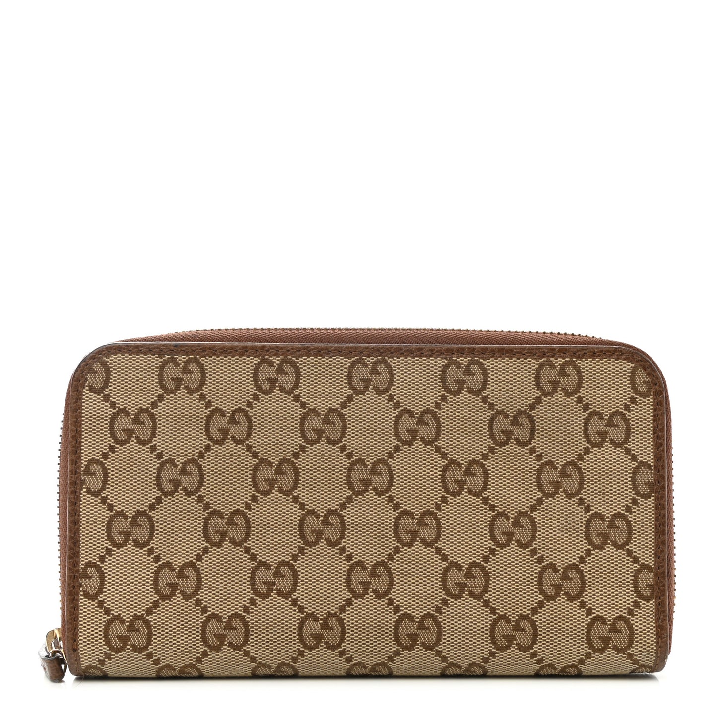Monogram Dollar Calfskin Zip Around Wallet Beige Ebony Tabacco