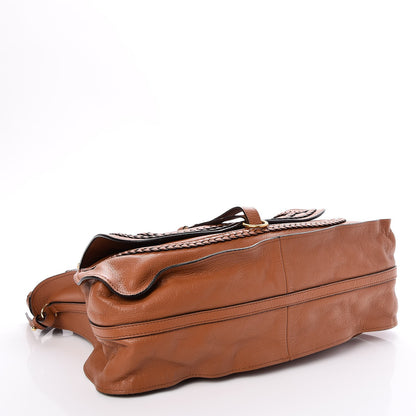 Chloe Calfskin Braided Large Marcie Satchel Caramel 5 of 8