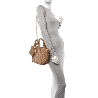 Balenciaga Varnished Faux Calfskin Braided XS Bistro Basket Beige 2 of 9