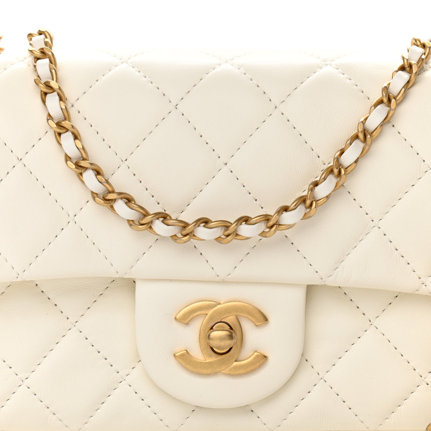 Chanel Lambskin Quilted Mini Rectangular Pearl Crush Flap White 8 of 11