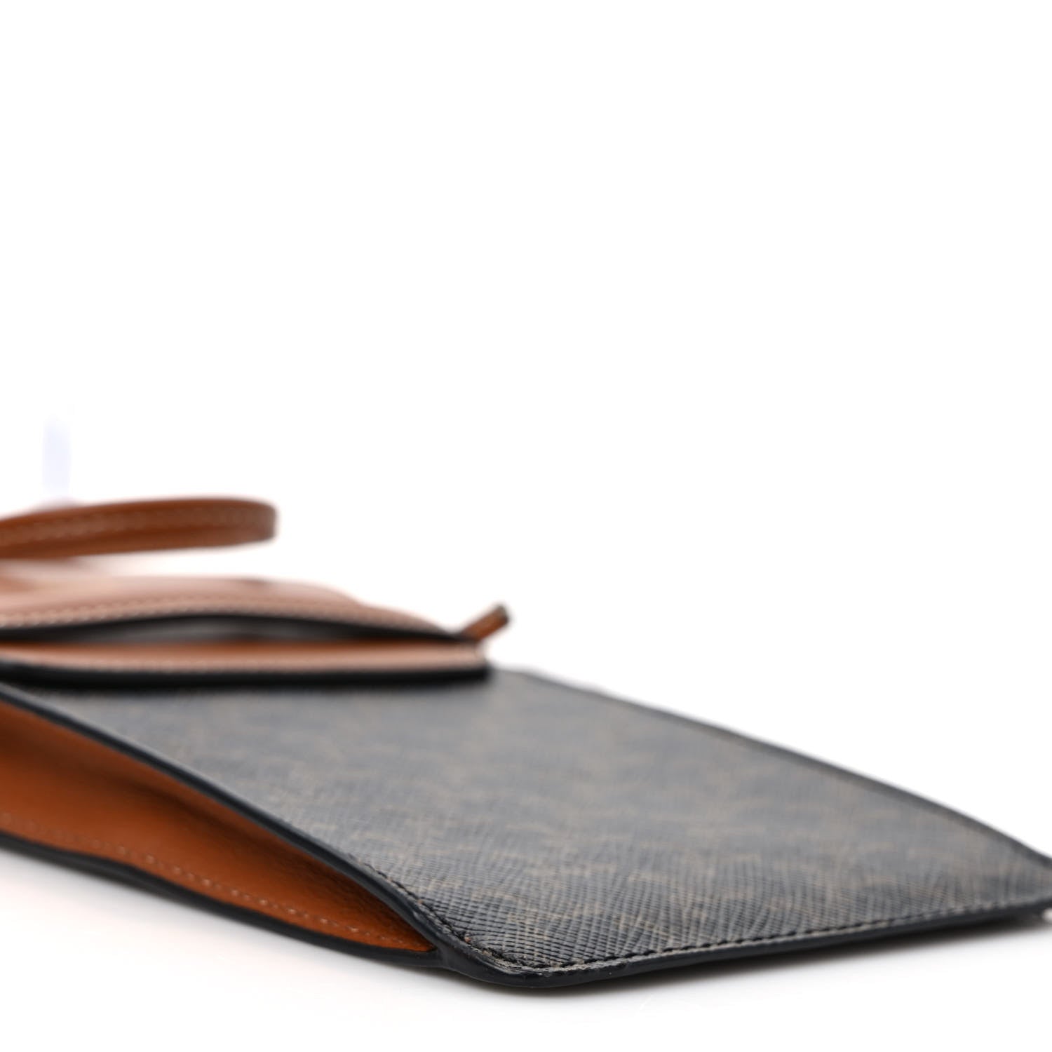 Celine Triomphe Canvas Lambskin Phone Pouch With Flap Tan 7 of 9