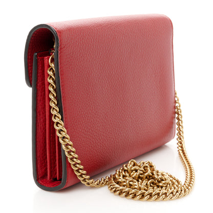 Gucci Calfskin GG Marmont Chain Wallet Vulcanic Red 3 of 11