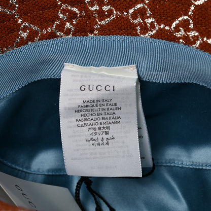 Gucci Canvas Lame GG Monogram Bucket Hat XS Burnt Orange Silver 5 of 8