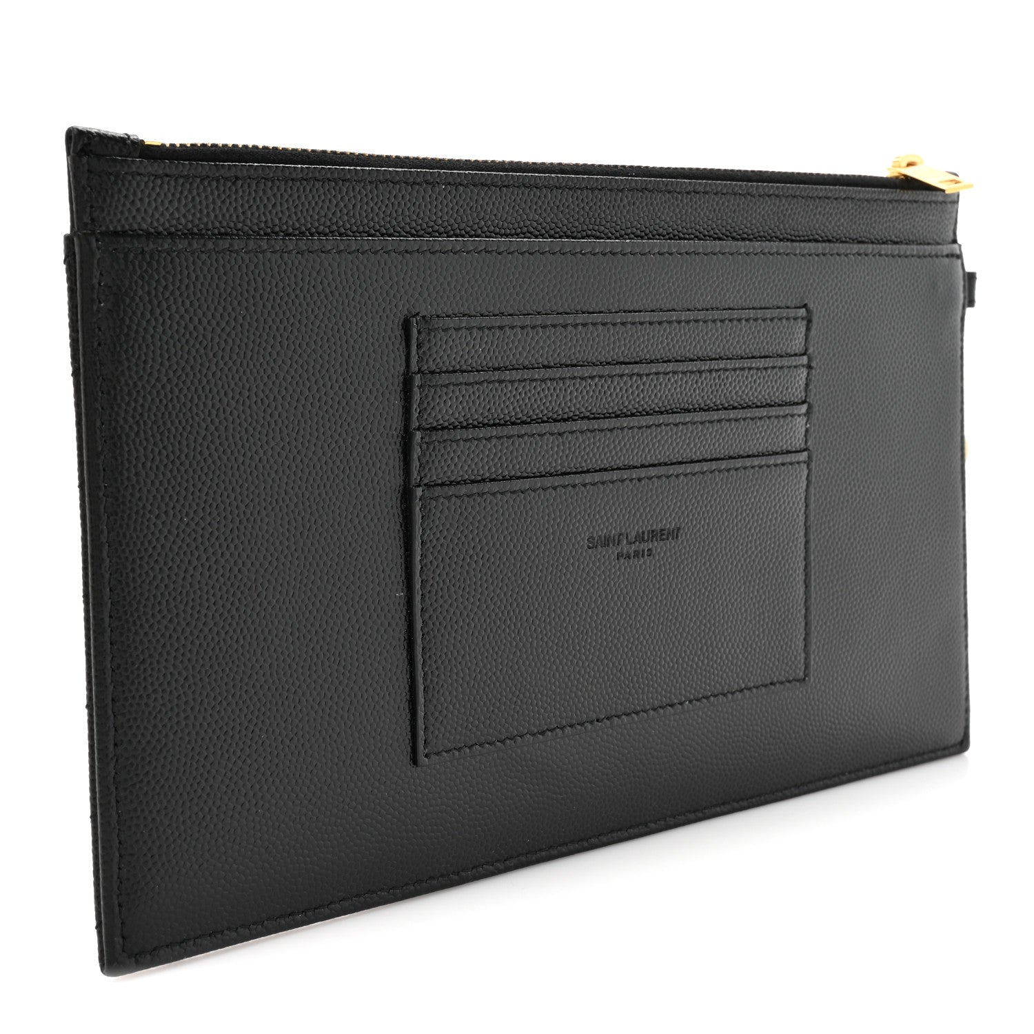 Saint Laurent Grain De Poudre Chevron Monogram Large Bill Pouch Black 5 of 14