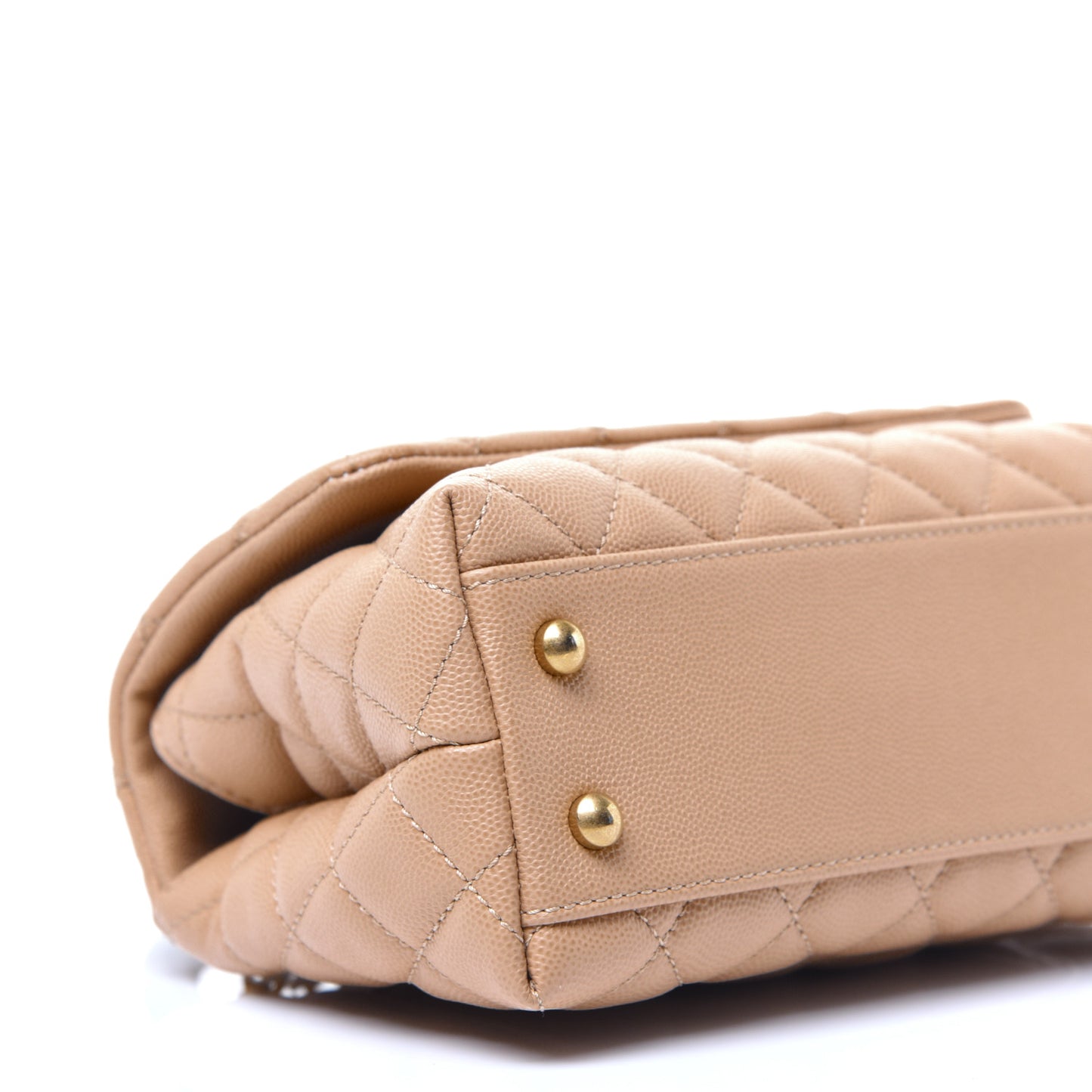 Caviar Lizard Embossed Quilted Mini Coco Handle Flap Beige