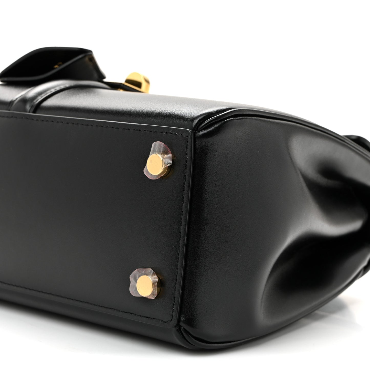 Satinated Calfskin Small 16 Top Handle Bag Black