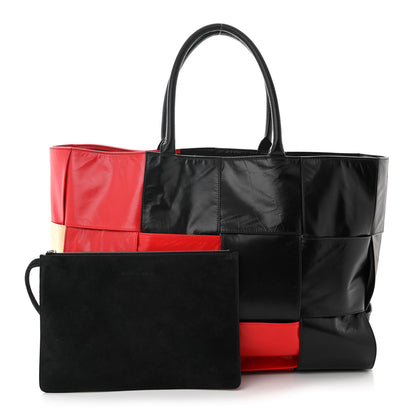 Bottega Veneta Paper Calfskin Maxi Intrecciato Colorblock Large Arco Tote Black Camomile 3 of 12
