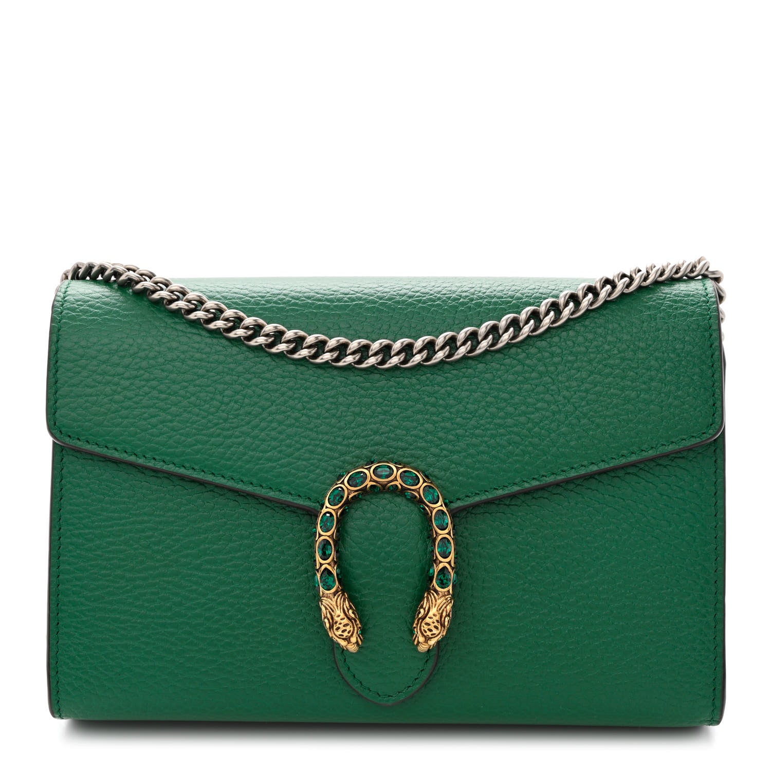 Gucci Calfskin Mini Dionysus Chain Wallet Emerald 1 of 11