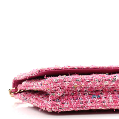 Chanel Tweed Quilted Wallet On Chain WOC Pink Blue White 10 of 12