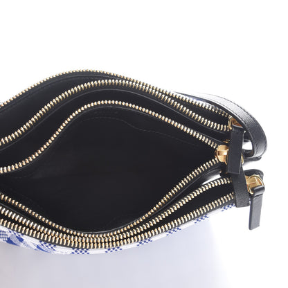 Celine Gingham Lambskin Small Trio Crossbody Bag Cobalt 5 of 7