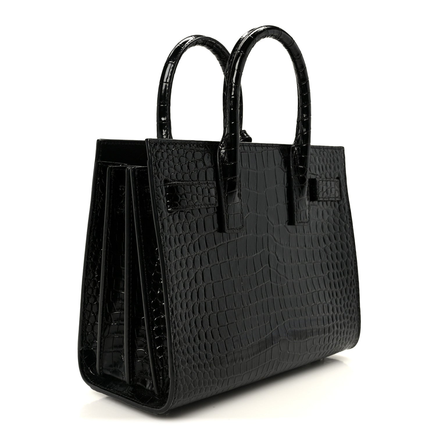 Saint Laurent Calfskin Crocodile Embossed Nano Sac De Jour Black 3 of 11