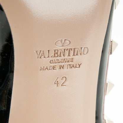 Valentino Garavani Patent Nappa Rockstud Ankle Strap 100mm Pumps 42 Black Poudre 6 of 7