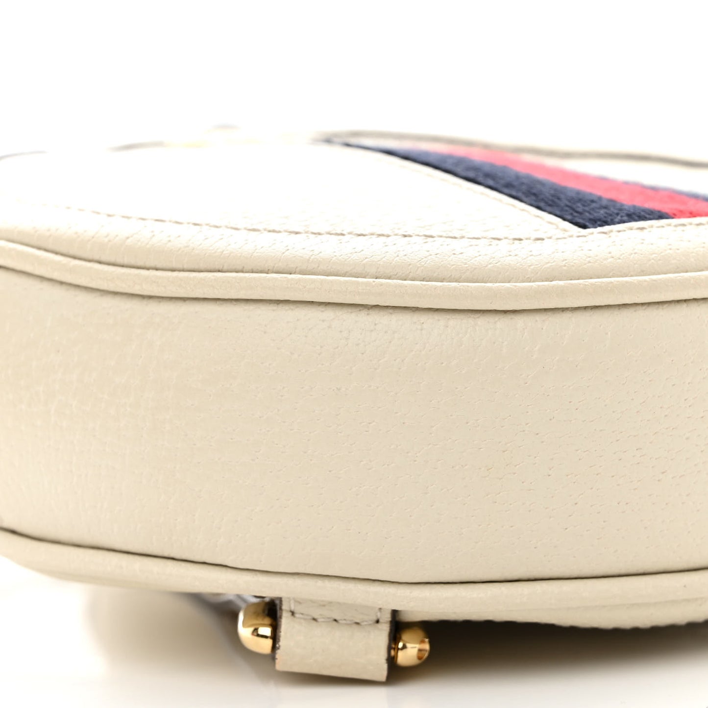 Textured Calfskin Web Mini Ophidia Round Backpack Mystic White