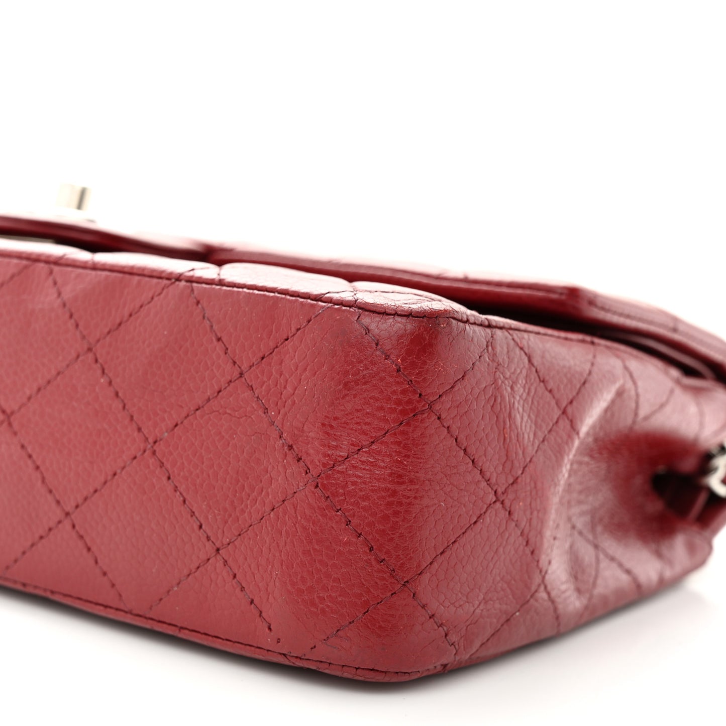 Caviar Quilted Medium Double Flap Dark Red