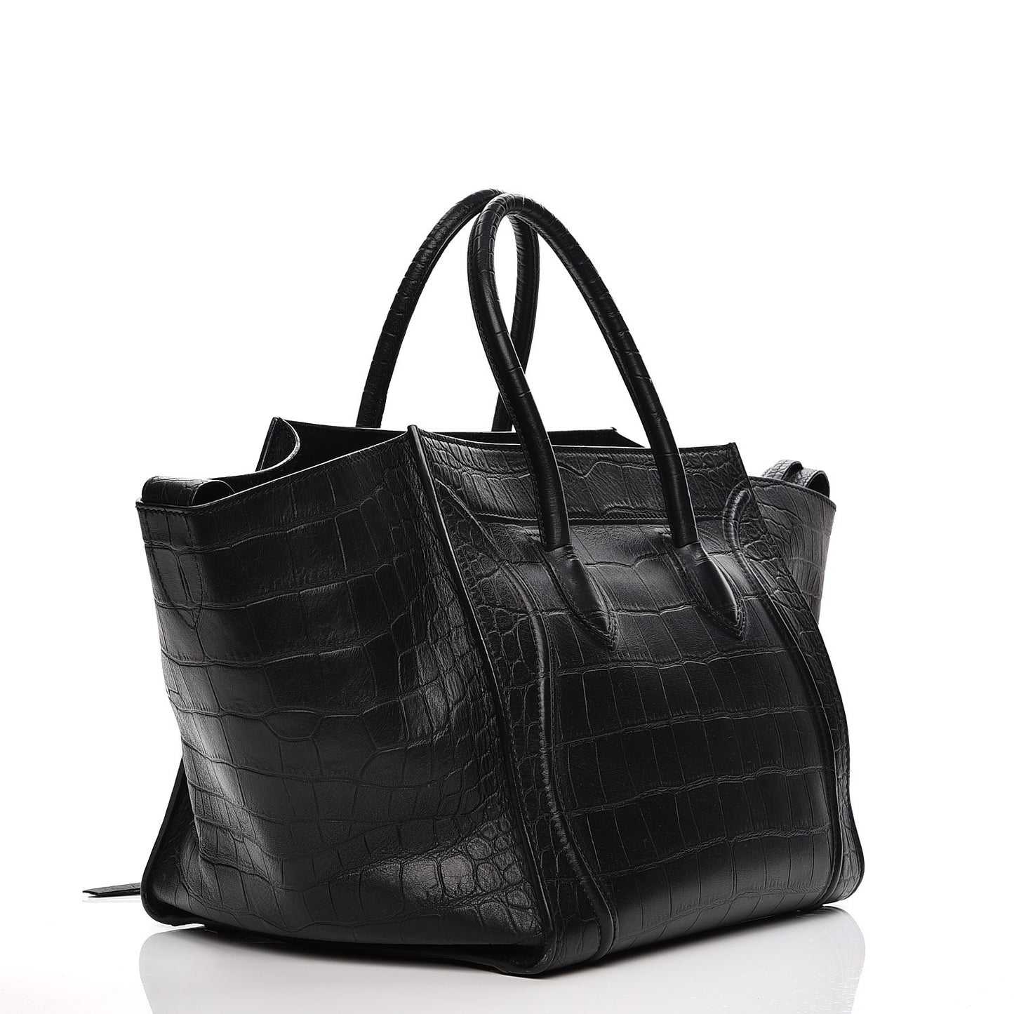 Crocodile Embossed Calfskin Medium Phantom Luggage Black