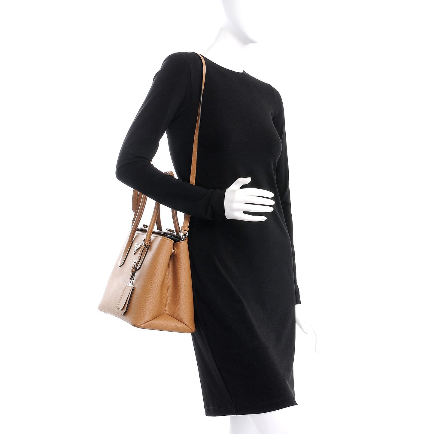 Saffiano Cuir Twin Tote Caramel
