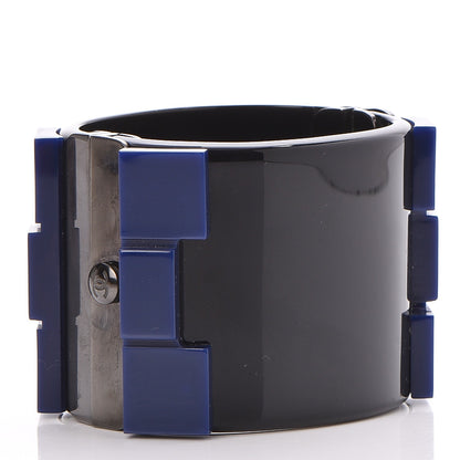 Chanel Plexiglass Lego Boy Cuff Black Blue 3 of 6