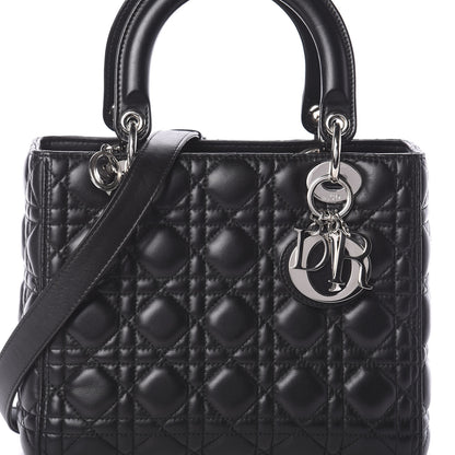 Christian Dior Lambskin Cannage Medium Lady Dior Black 9 of 11