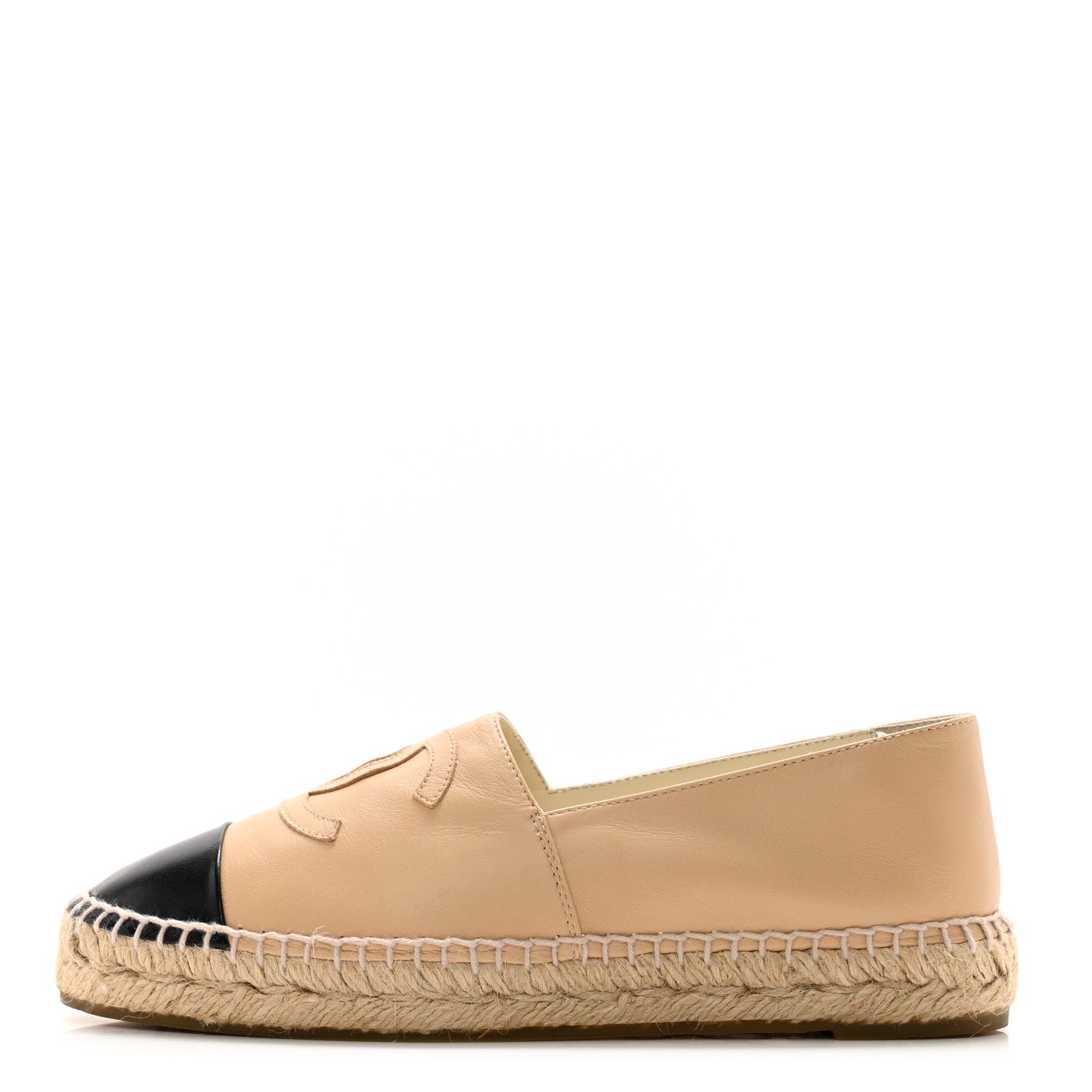 Chanel Lambskin CC Espadrilles 38 Beige Black 1 of 11