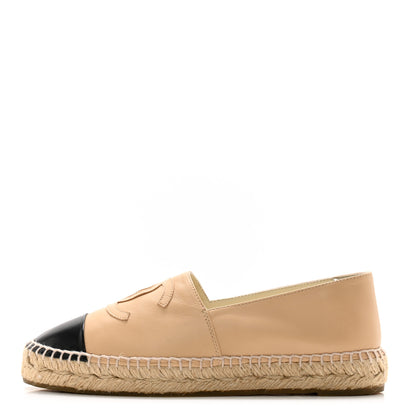 Chanel Lambskin CC Espadrilles 38 Beige Black 1 of 11