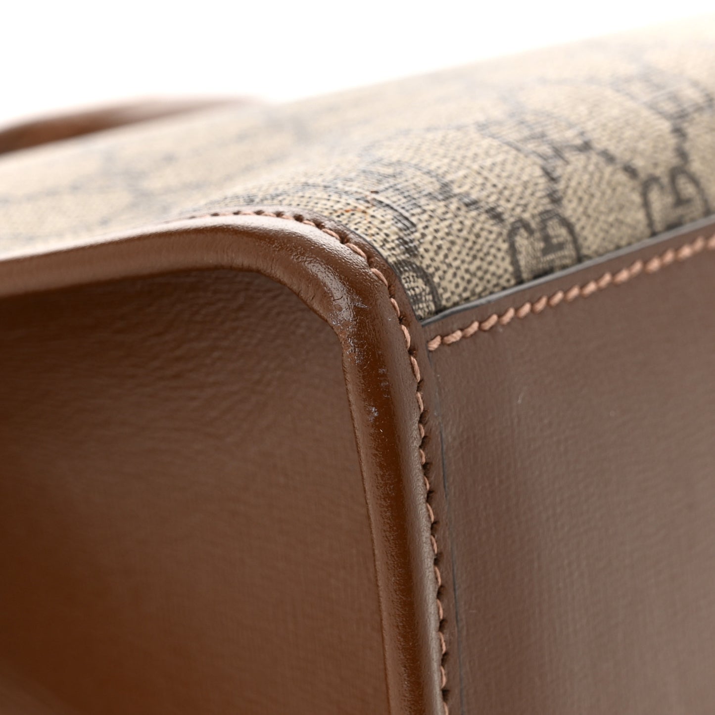 GG Supreme Monogram Azalea Calfskin Small Retro Interlocking G Tote Bag Beige Ebony Brown Sugar