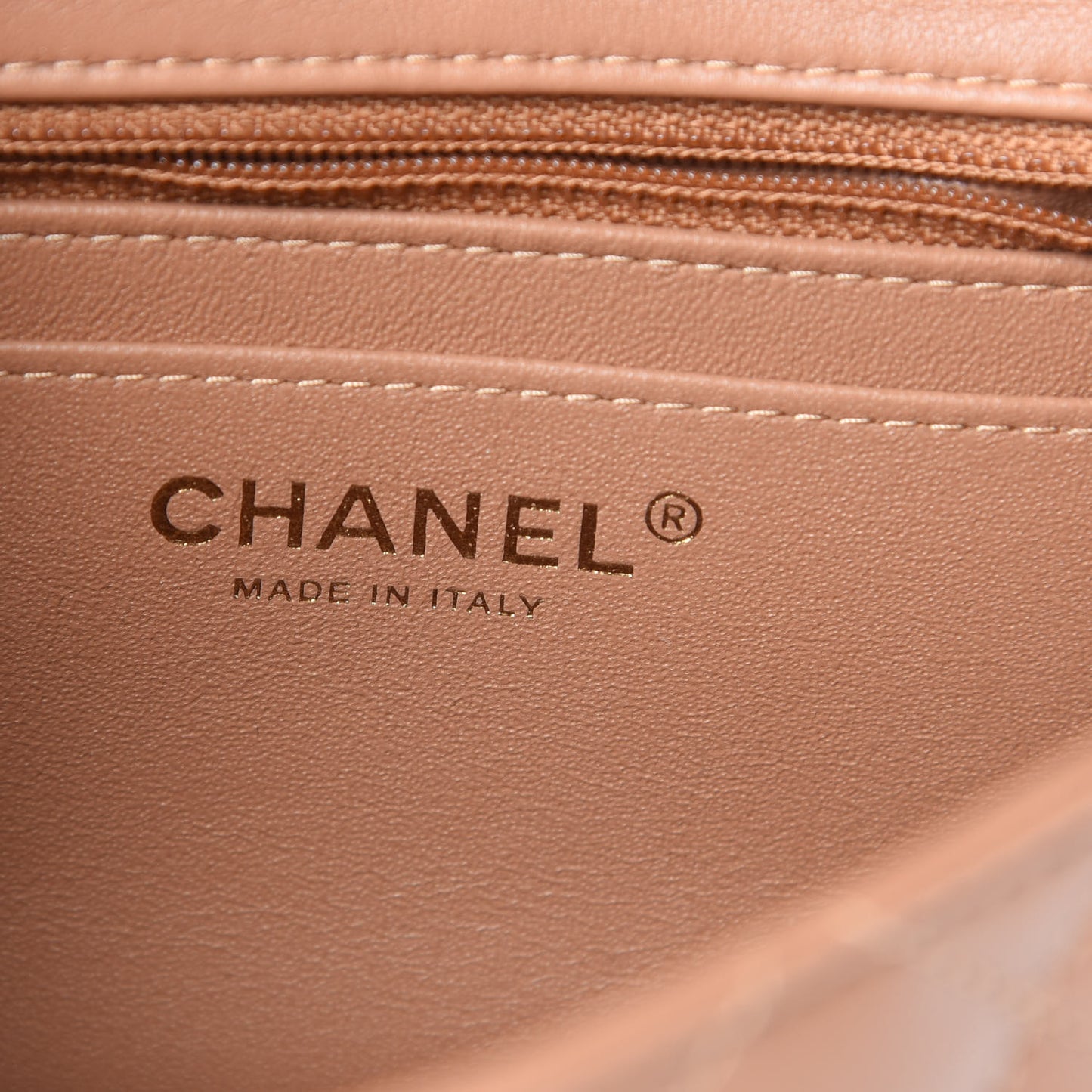 Lambskin Quilted Mini Square Flap Brown