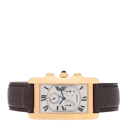 Cartier 18K Yellow Gold Alligator 26mm Tank Americaine Quartz Watch Brown 2 of 4