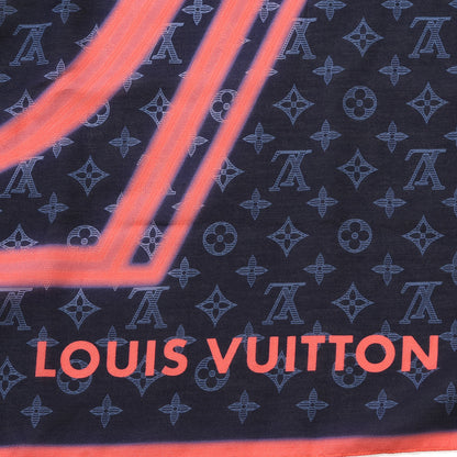 Louis Vuitton Silk Monogram Upside Down Scarf Marine 4 of 6