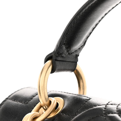 Salvatore Ferragamo Calfskin Quilted Gancini Top Handle Flap Bag Black 12 of 12