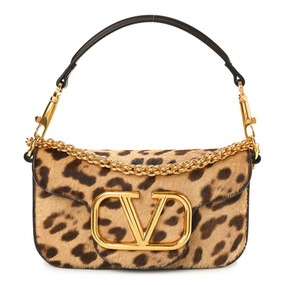 Valentino Garavani Pony Hair Leopard Vlogo Small Loco Shoulder Bag Brown Multicolor 1 of 8