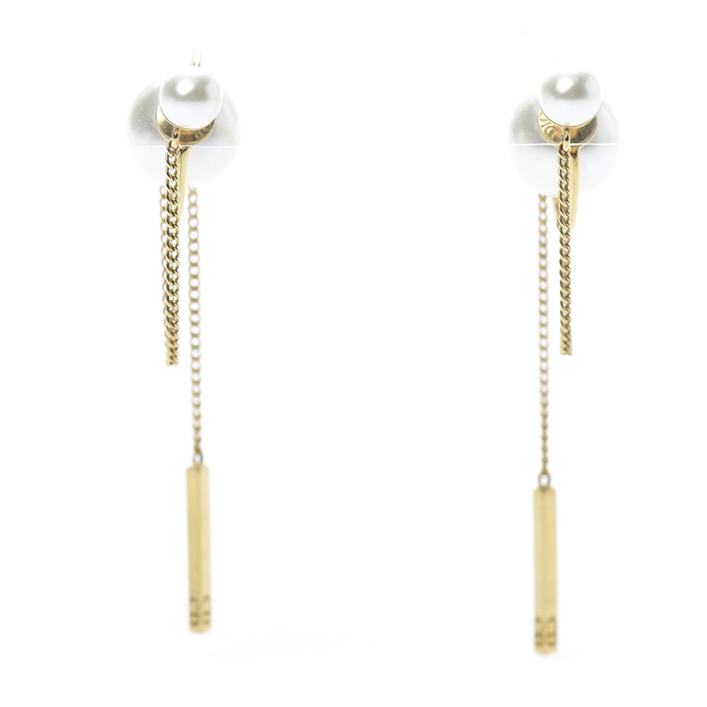 Pearl Tribales Dangle Chain Earrings Gold