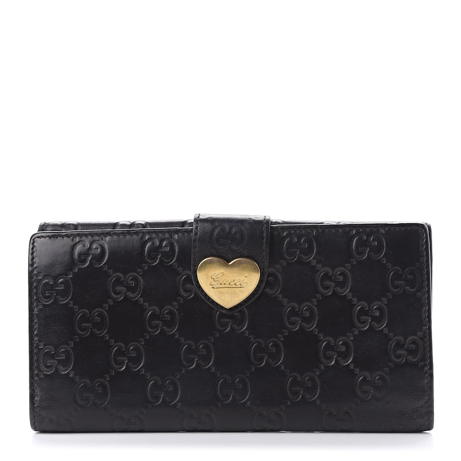 Gucci Guccissima Heart Continental Wallet Black 1 of 12